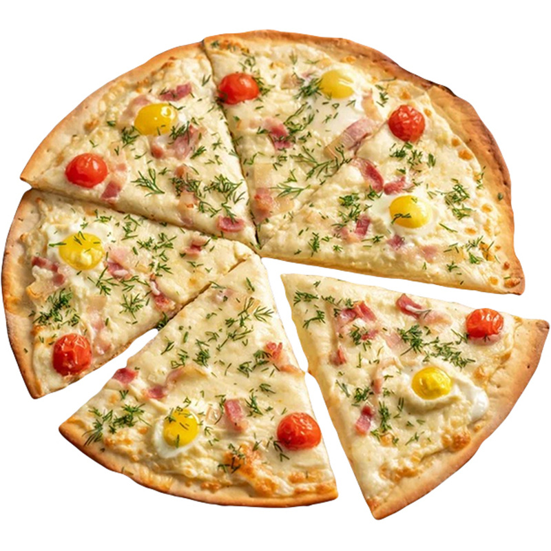 Изображение товара Пицца А-ля Карбонара с беконом и перепелиными яйцами
