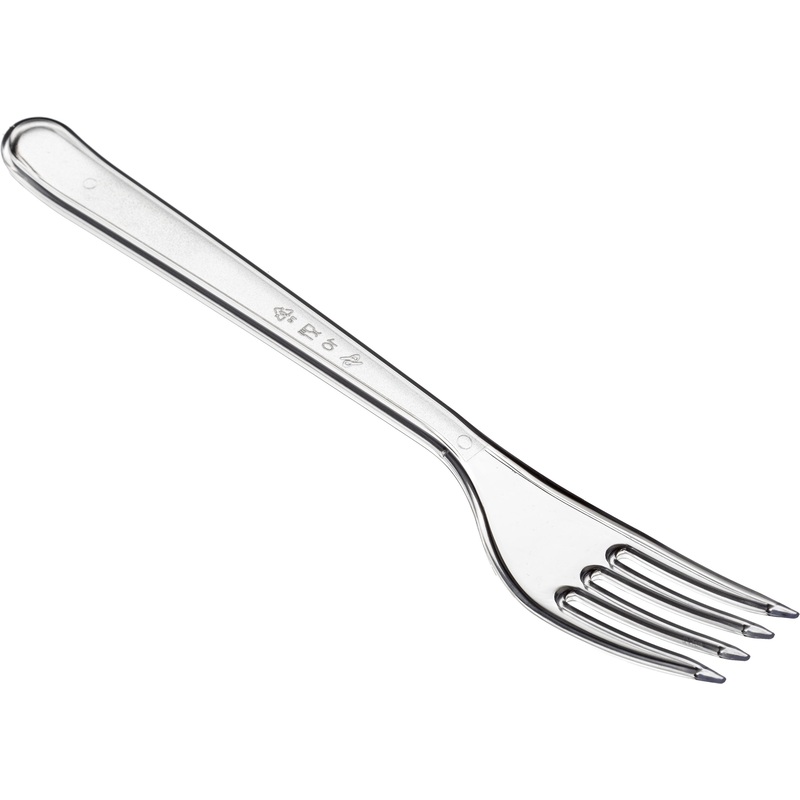 Изображение товара Пластиковая одноразовая вилка Комус 180мм бесцветная 250 штук