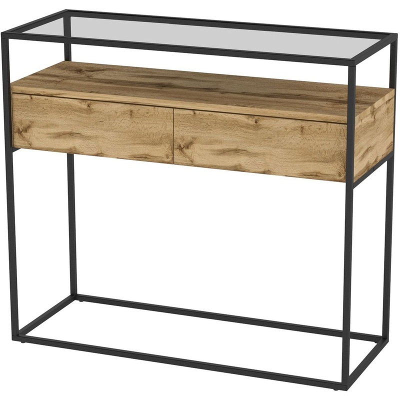 Изображение товара Консоль Эйден чёрная 90x35x80 см современный стиль стекло металл