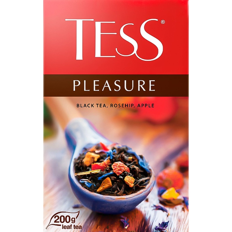 Изображение товара Черный листовой чай Tess Pleasure с фруктами и ароматами 200 г