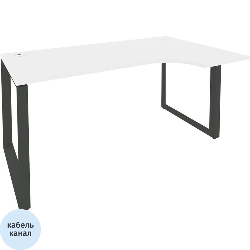 Изображение товара Стол эргономичный ONIX-О правый белый бриллиант/антрацит 1580х980х750 мм