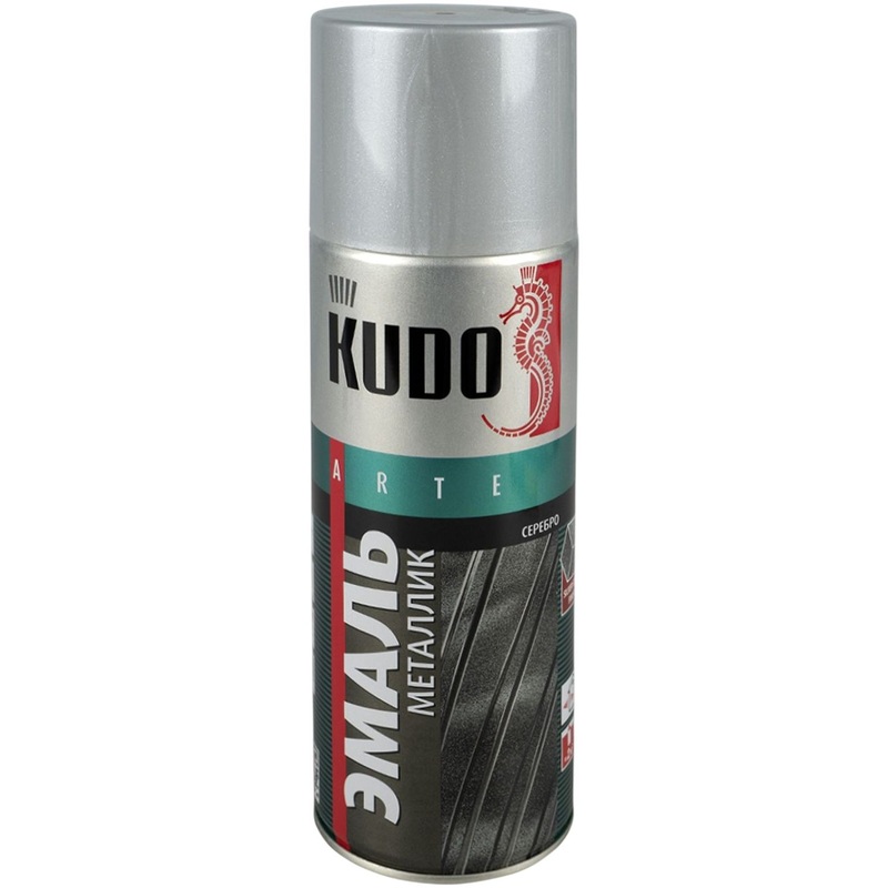 Изображение товара Краска аэрозольная универсальная Kudo ku-1026 серебро глянцевая 520 мл