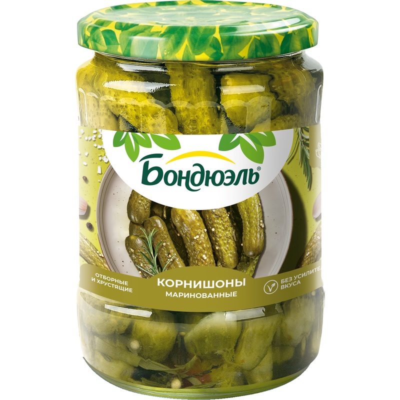 Изображение товара Корнишоны Бондюэль маринованные 540 г вкусная закуска для салатов и закусок