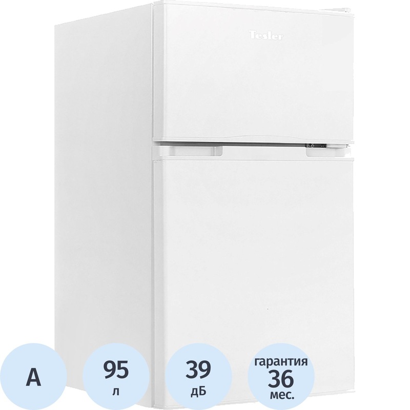 Изображение товара Двухкамерный холодильник Tesler RCT-100 белый — компактный и энергоэффективный