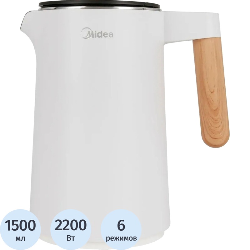 Изображение товара Электрический чайник Midea MK-9092 белый 1500 мл 2200 Вт