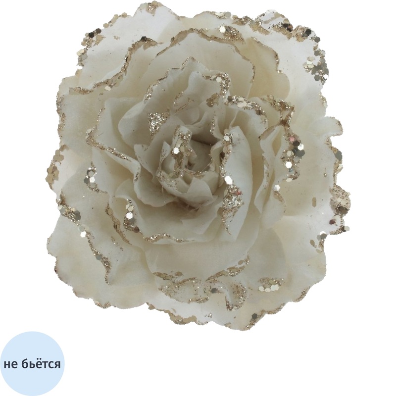 Изображение товара Новогоднее украшение на ёлку Цветок 17 см белый декоративный с блёстками