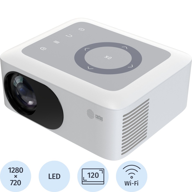Изображение товара Проектор Cactus CS-PRE.08WT WXGA портативный домашний кинотеатр и офисный проекционный аппарат