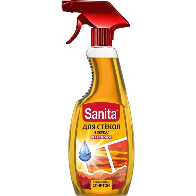 Изображение товара Средство для мытья стёкол и зеркал Sanita 0.5 л с нашатырным спиртом