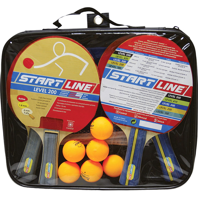 Изображение товара Набор для настольного тенниса Start line (4 ракетки, сетка, 6 мячей)
