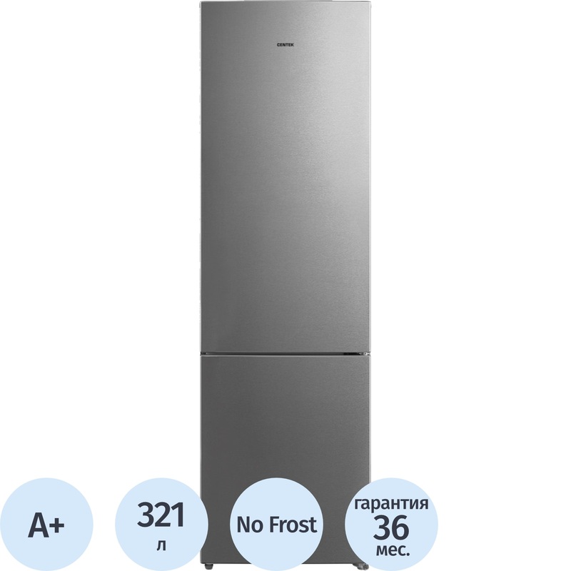 Изображение товара Холодильник двухкамерный Centek CT-1735 серый с No Frost