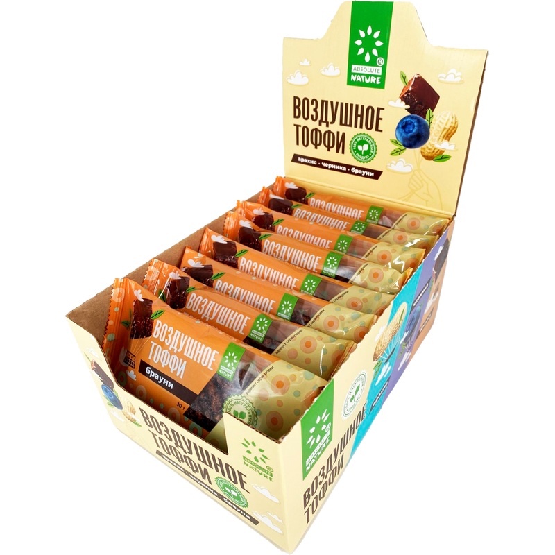 Изображение товара Злаковый батончик Воздушное Тоффи брауни 16 шт по 30 г натуральный десерт
