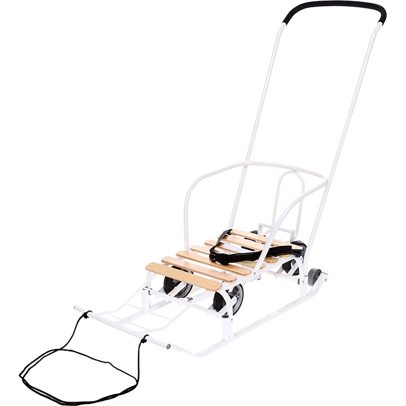 Изображение товара Детские санки Nika Тимка 5 Универсал белые с выдвижными колёсами для зимних прогулок