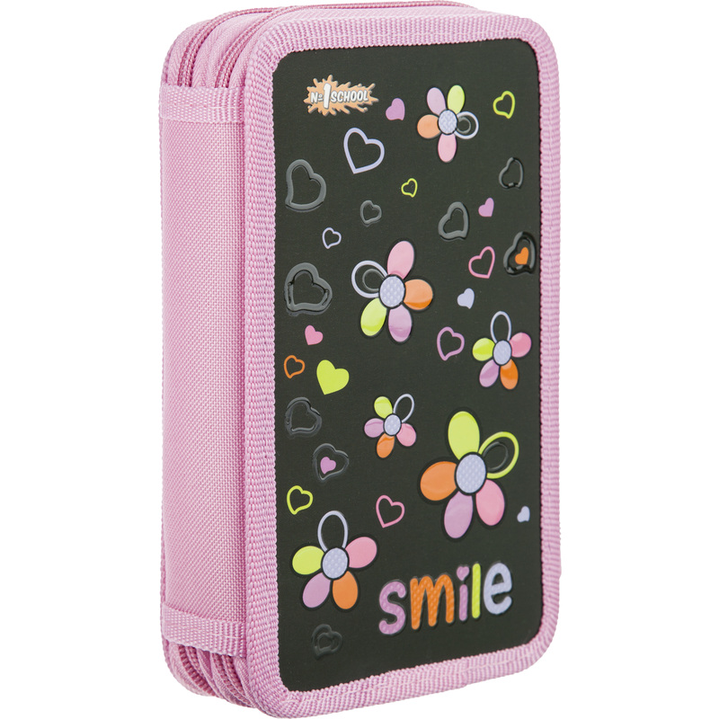 Изображение товара Двухсекционный пенал Комус Класс Smile розовый для девочек 19x11x4.5 см