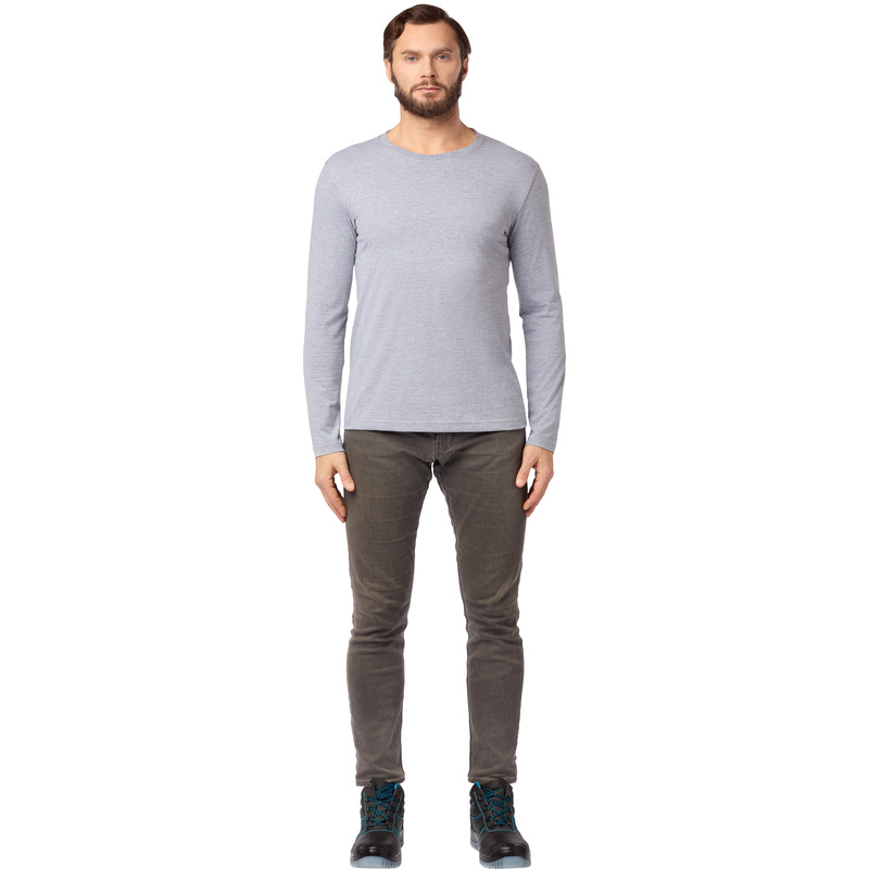 Изображение товара Футболка с длинным рукавом из хлопка серого цвета размер XXL