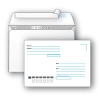 Уценка. Конверт ForPost С5 80 г/кв.м Куда-Кому белый стрип с внутренней   запечаткой (1000 штук в упаковке)