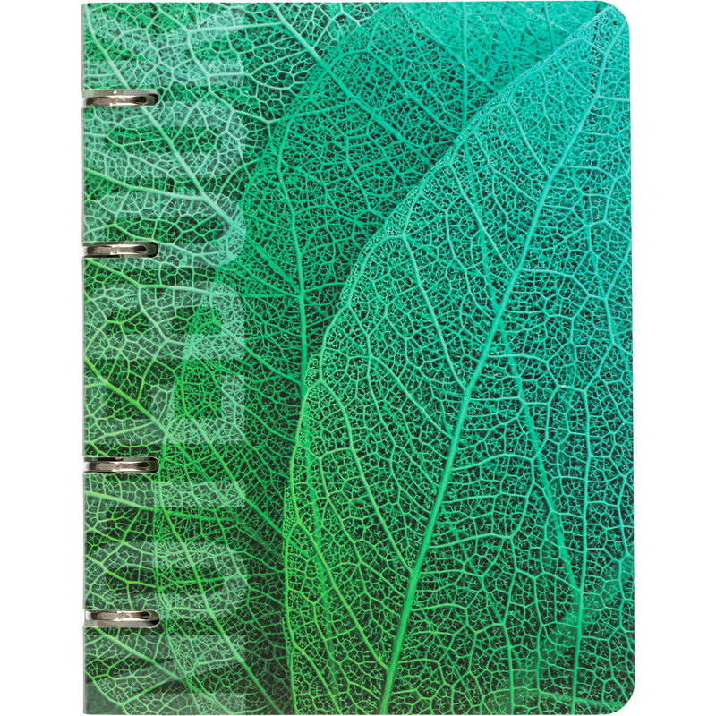 Изображение товара Тетрадь на кольцах со сменным блоком Комус Класс (№1 School) Листья А5 120 листов с рисунком в клетку