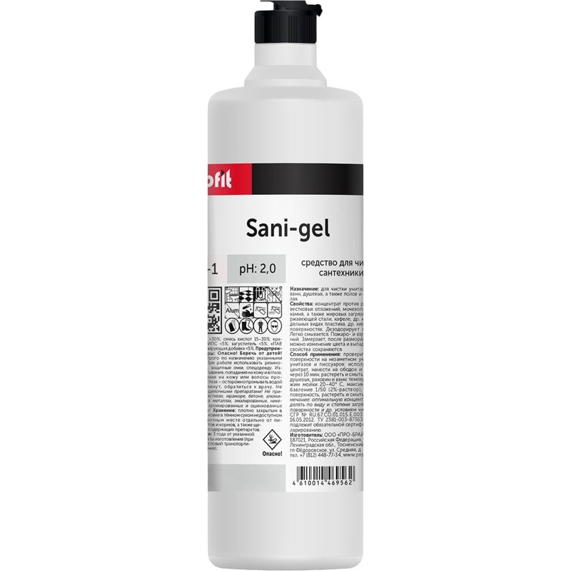Изображение товара Средство для уборки санитарных помещений Pro-Brite Profit Sani-gel 1 л (концентрат)