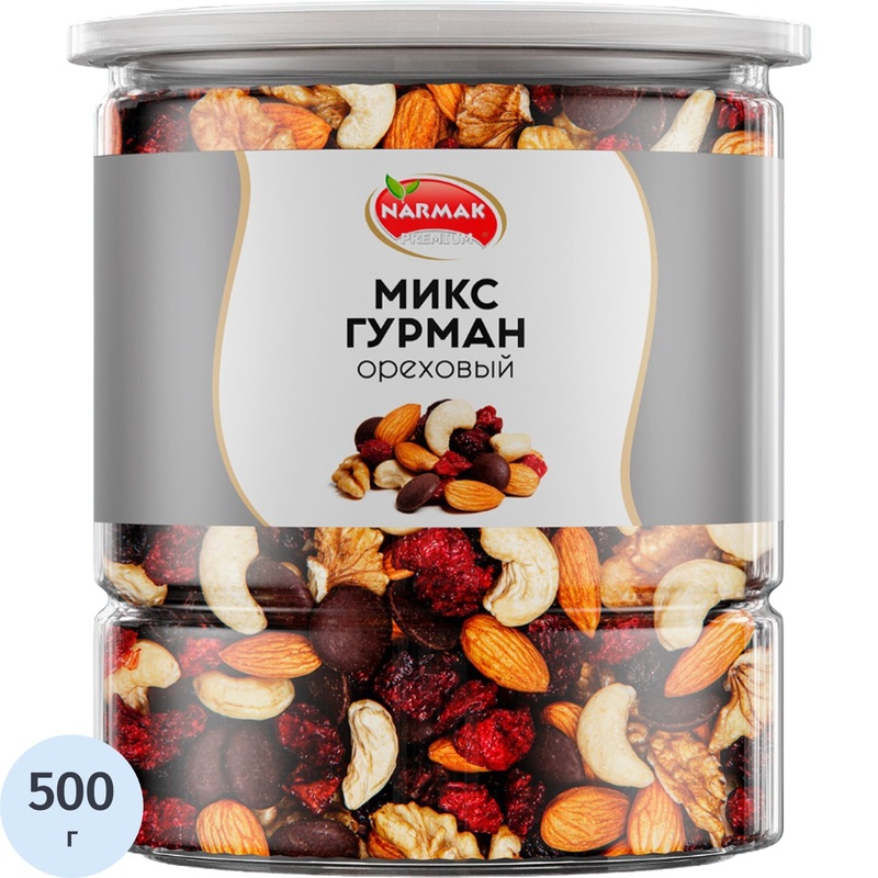 Изображение товара Коктейль Narmak Гурман смесь орехов и сухофруктов 500 г натуральный здоровый перекус