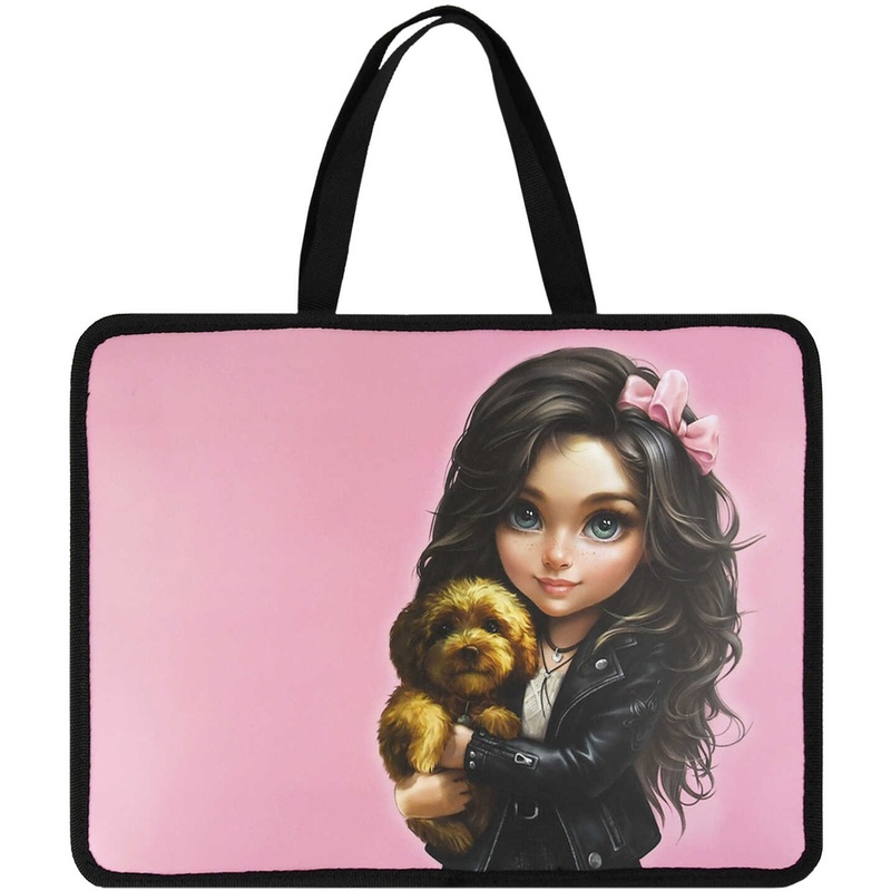 Изображение товара Папка для тетрадей Феникс+ Брюнетка с собачкой А4 с 1 отделением на молнии с ручками