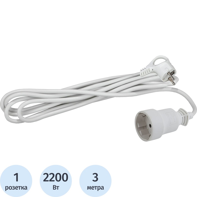 Изображение товара Удлинитель Эра UX-1е-3m 1 розетка с заземлением, 3 метра