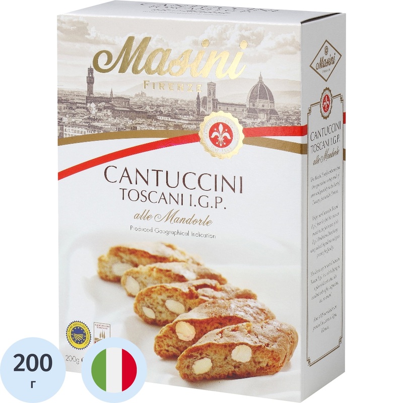 Изображение товара Печенье сахарное Masini Cantuccini Toscani I.G.P с миндалём 200 г