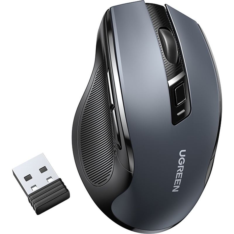 Изображение товара Беспроводная мышь Ugreen MU006 черная оптическая с 6 кнопками батарейка АА