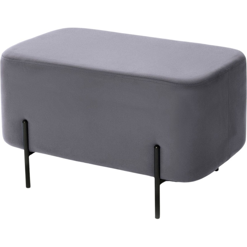 Изображение товара Пуф Gloria серый велюровый с металлическими ножками 750х400х430 мм