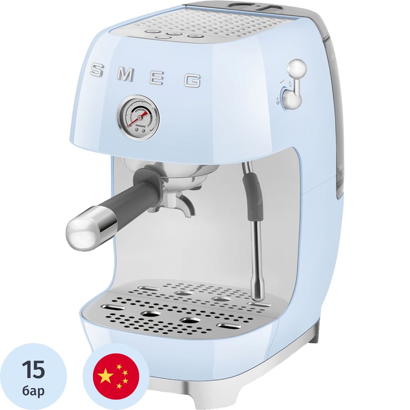 Изображение товара Кофемашина рожковая Smeg ECF03PBEU голубая 15 бар