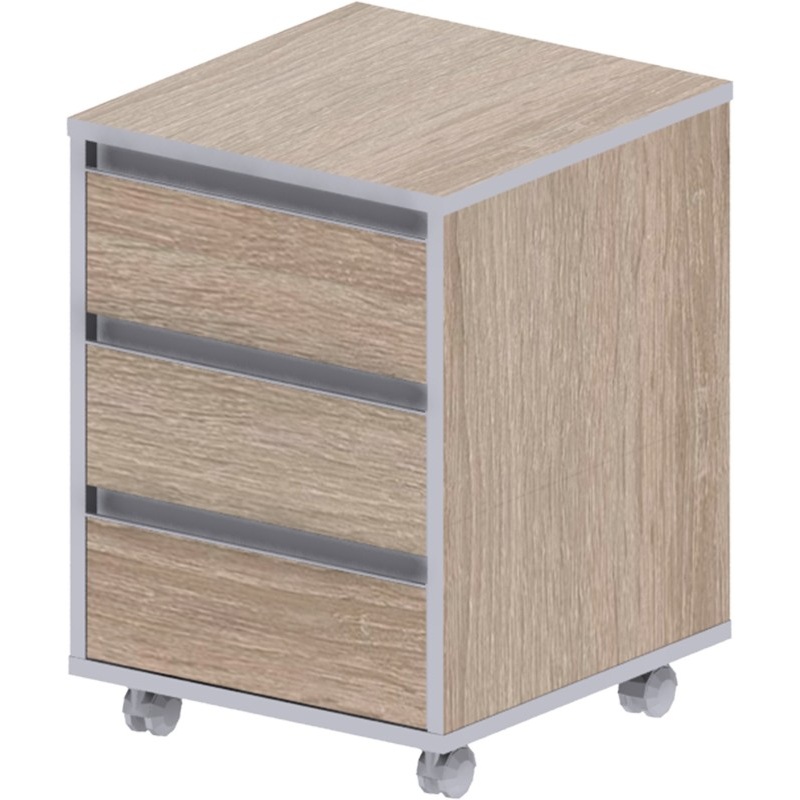 Изображение товара Тумба подкатная Vita с центральным замком дуб сонома 426x450x600 мм 3 ящика