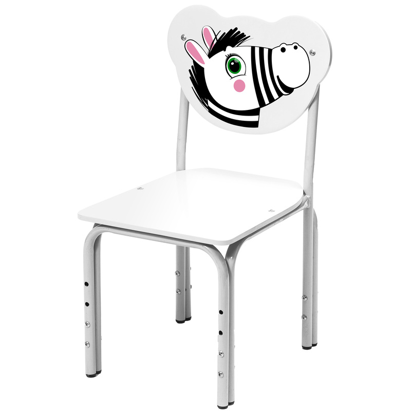 Изображение товара Детский регулируемый стул Кузя Зебра 1-3 лет белый с рисунком стильный и прочный