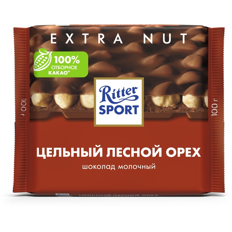 Изображение товара Шоколад Ritter Sport молочный с целым лесным орехом 100 г Германия