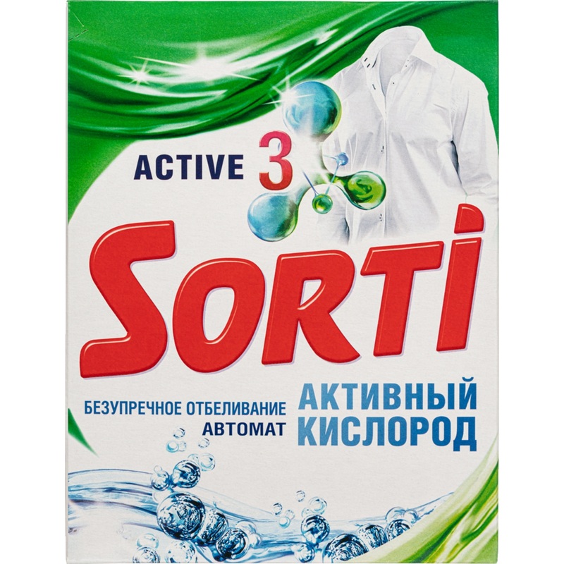 Изображение товара Порошок стиральный автомат Sorti Активный кислород 0.35 кг для белого белья