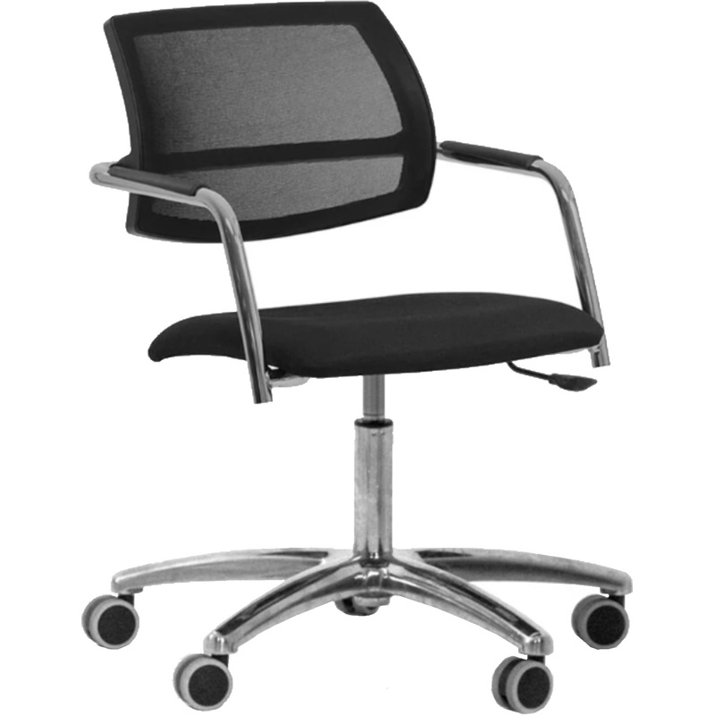 Изображение товара Конференц-кресло чёрное из ткани с хромированным металлом