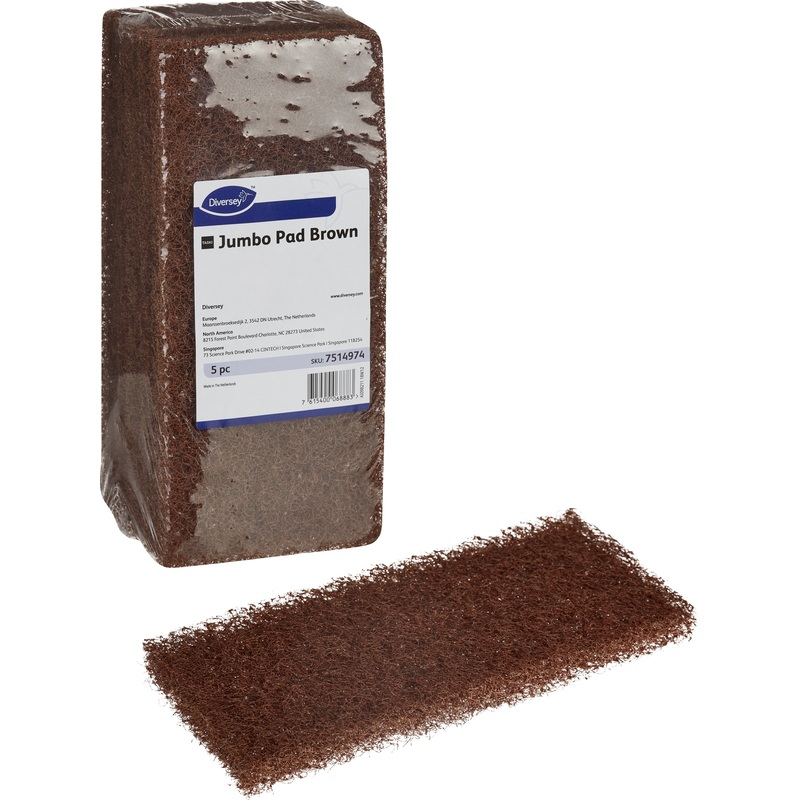 Изображение товара ПАД ручной Taski JumboPad абразивный жёсткий 25.5x11.5 см коричневый (5 штук в упаковке)