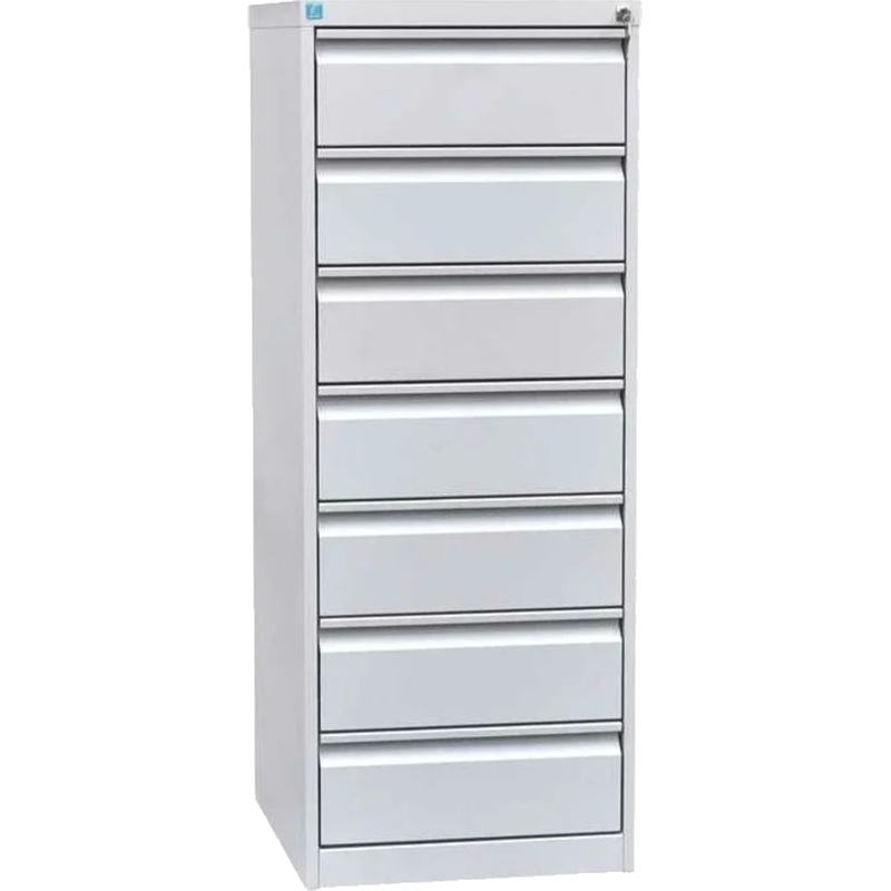 Изображение товара Картотечный шкаф в сером цвете 525x585x1370 мм с 7 ящиками и центральным замком