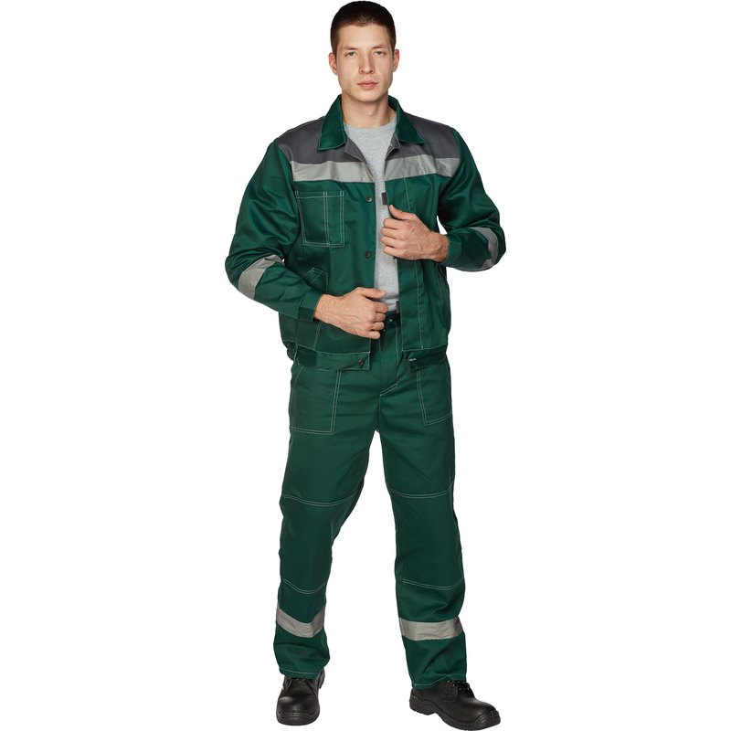 Изображение товара Мужской летний рабочий костюм л20-КБР с СОП зелёный серый стандарт Гост