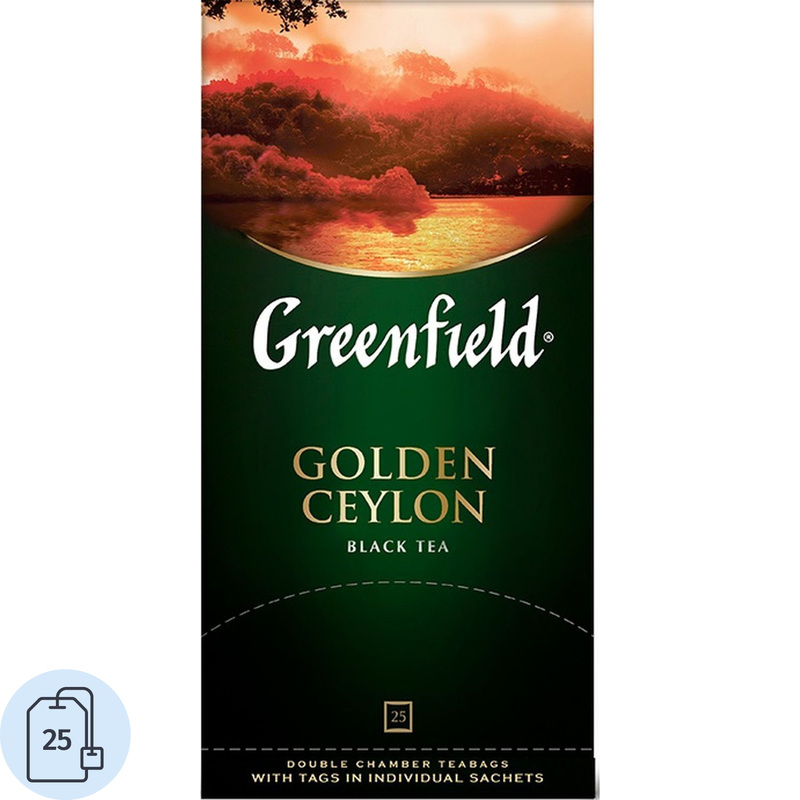 Изображение товара Чай черный Greenfield Golden Ceylon в пакетиках 25шт элитный напиток