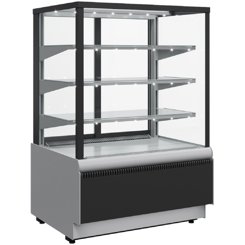 Изображение товара Витрина Полюс KC70 VV 0,9-1 9006-9005 напольная с подсветкой и тремя полками