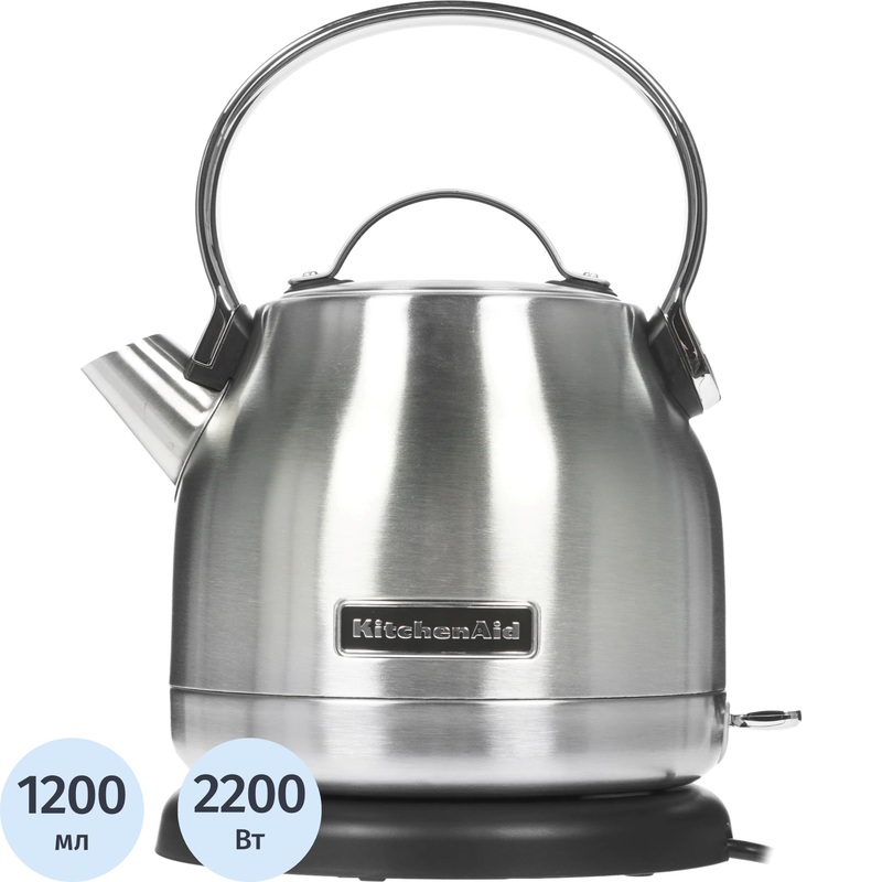 Изображение товара Электрический чайник KitchenAid 5KEK1222ESX серебристый 1,2 л мощность 2200 Вт стильный дизайн