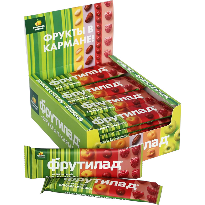 Изображение товара Батончик Фрутилад с клюквой и малиной 30 г, 24 штуки