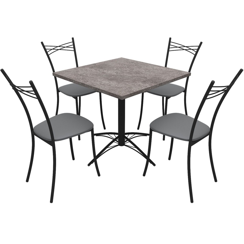 Изображение товара Обеденная группа Декор солио темный/черный (стол, 4 стула)