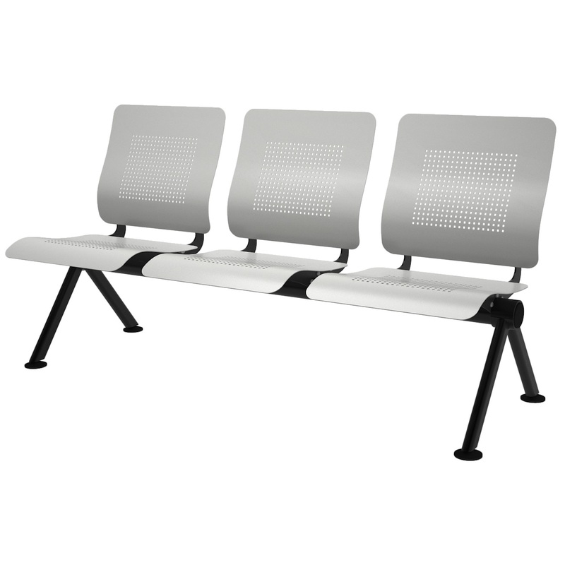 Изображение товара Многоместная секция Lucky перфорированная серая/черная (3 места, металл)