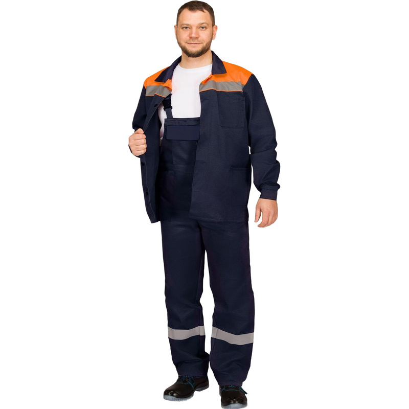 Изображение товара Рабочий летний мужской костюм л16-КПК с СОП синего/оранжевого цвета