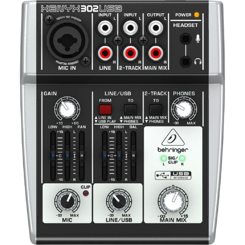 Изображение товара Микшерный пульт Behringer 302USB - 3 канала, USB подключение, аналоговый звук