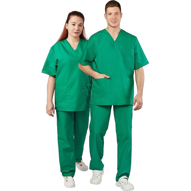 Изображение товара Костюм хирургический м05-КБР с коротким рукавом зелёный размер 56-58