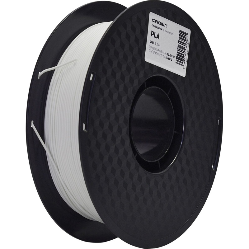 Изображение товара PLA пластиковая нить Crown Micro белый 1.75мм 1кг для 3D-принтера