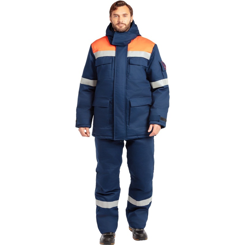 Изображение товара Костюм для защиты от электродуги Энергия КПК зимний синий/оранжевый 91.4 кал/см2 (размер 60-62, рост 182-188)