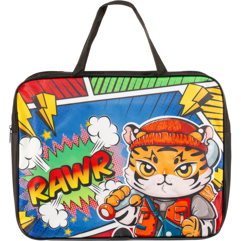 Изображение товара Папка для тетрадей А4 Модный тигрёнок с ручками и отделением на молнии