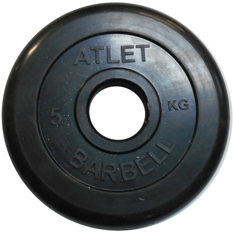 Изображение товара Диск обрезиненный для штанги Barbell Atlet 5 кг чёрный (MB-AtletB51-5)