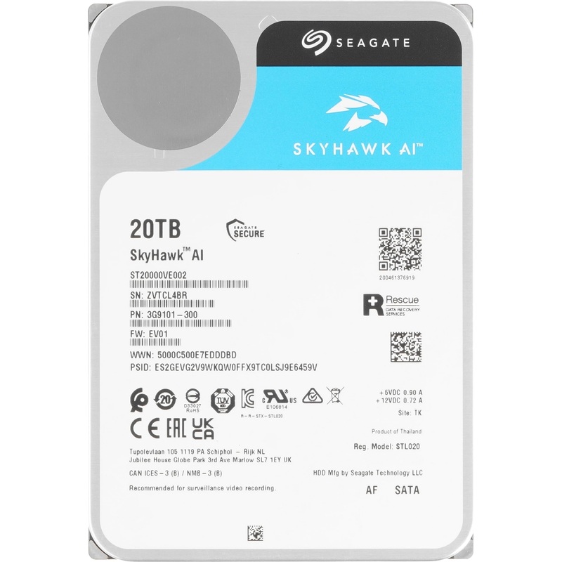 Изображение товара Жёсткий диск Seagate 20 ТБ ST20000VE002 SATA 3.5 дюйма для видеонаблюдения и хранения данных